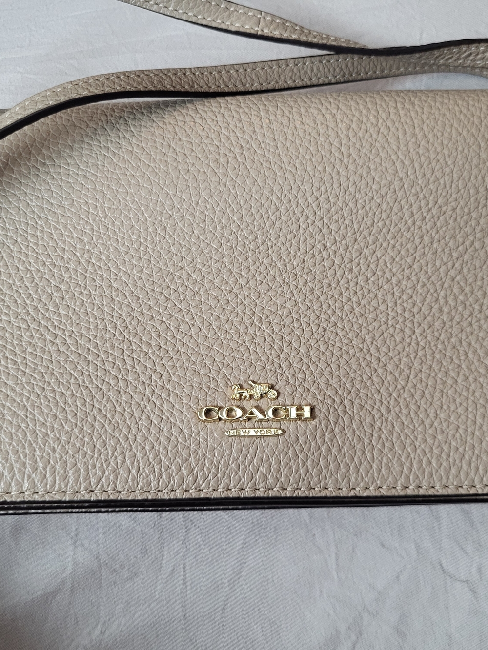 Coach Pebbled Leather Crossbody in Light Taupe